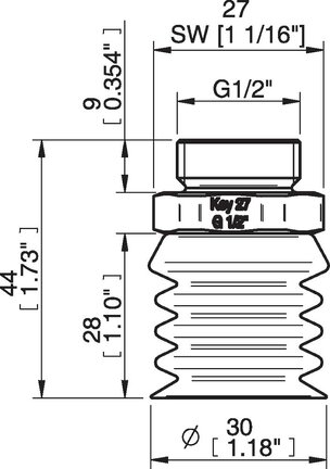 Przyssawka wielomieszkowa wykrywalna B-BL 30-2, Silikon SIL 40°, G1/2" zew., bez filtra (S.BBL30-2DS40.G12MSS.00) (0207093) - Piab