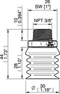 Przyssawka wielomieszkowa wykrywalna B-BL 30-2, Silikon SIL 40°, NPT 3/8 zew., bez filtra (S.BBL30-2DS40.NT38MSS.00) (0207094) - Piab