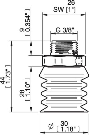 Przyssawka wielomieszkowa wykrywalna B-BL 30-2, Silikon SIL 40°, G3/8" zew., bez filtra (S.BBL30-2DS40.G38MDC.00) (0207097) - Piab