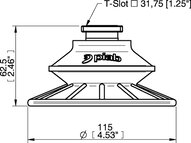 Przyssawka mieszkowa BFF110P, PU55°/60°, T-slot, filtr siatkowy, (BFF110P.5R.T2MR) (0207214) - Piab