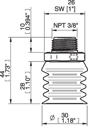 Przyssawka wielomieszkowa wykrywalna B-BL 30-2, Silikon SIL 40°, NPT 3/8" zew., bez filtra (S.BBL30-2DS40.NT38MDC.00) (0207099) - Piab