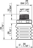 Przyssawka wielomieszkowa wykrywalna B-BL 30-2, Silikon SIL 40°, NPT 3/8" zew., bez filtra (S.BBL30-2DS40.NT38MDC.00) (0207099) - Piab