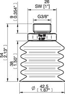 Przyssawka wielomieszkowa wykrywalna B-BL 40-2, Silikon SIL 40°, G3/8" zew., bez filtra (S.BBL40-2DS40.G38MSS.00) (0207101) - Piab