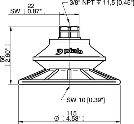 Przyssawka mieszkowa BFF110TP, złącze 3/8" NPT wew., (BFF110TP.5S.N49MR) (0206695) - Piab