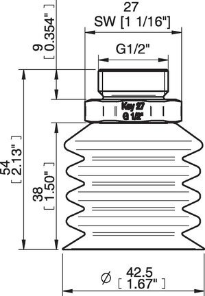 Przyssawka wielomieszkowa wykrywalna B-BL 40-2, Silikon SIL 40°, G1/2" zew., bez filtra (S.BBL40-2DS40.G12MSS.00) (0207102) - Piab