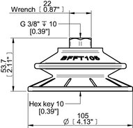 Przyssawka mieszkowa BFFT105P, PU60°/60°/30°, G3/8" wew., filtr siatkowy, (BFFT105P.5V.G70MR) (0210572) - Piab