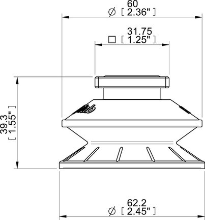 Przyssawka mieszkowa BFFT60, PU30°/60°, rowek T, filtr siatkowy (S.BFFT60P306060.TXX.01) (0222773) - Piab