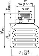 Przyssawka wielomieszkowa wykrywalna B-BL 40-2, Silikon SIL 40°, G1/2" zew. MD, bez filtra (S.BBL40-2DS40.G12MDC.00) (0207106) - Piab