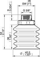 Przyssawka wielomieszkowa wykrywalna B-BL 40-2, Silikon SIL 40°, G3/8" zew., bez filtra (S.BBL40-2DS40.G38MDC.00) (0207105) - Piab