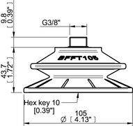 Przyssawka mieszkowa BFFT105P, PU60°/60°/30°, G3/8" zew., (BFFT105P.5V.G69MR) (0210574) - Piab