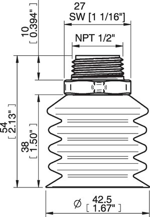 Przyssawka wielomieszkowa wykrywalna B-BL 40-2, Silikon SIL 40°, NPT 1/2" zew., bez filtra (S.BBL40-2DS40.NT12MDC.00) (0207108) - Piab