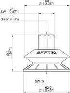 Przyssawka mieszkowa BFFT60, PU30°/60°, G3/8", długi wew., filtr siatkowy (S.BFFT60P306060.G38FL.01) (0222776) - Piab