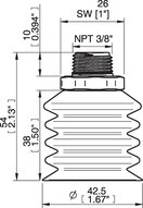 Przyssawka wielomieszkowa wykrywalna B-BL 40-2, Silikon SIL 40°, NPT 3/8" zew., bez filtra (S.BBL40-2DS40.NT38MDC.00) (0207107) - Piab