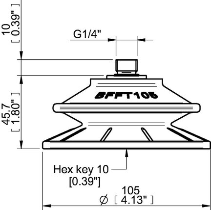 Przyssawka mieszkowa BFFT105P, PU60°/60°/30°, G1/4" zew., filtr siatkowy, (BFFT105P.5V.G79MR) (0210577) - Piab