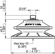 Przyssawka mieszkowa BFFT105P, PU60°/60°/30°, G1/4" zew., filtr siatkowy, (BFFT105P.5V.G79MR) (0210577) - Piab