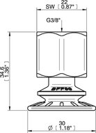 Przyssawka mieszkowa BFF30P, PU55°/60°, G3/8" wew., tworzywowy, (BFF30P.4R.G73WC) (0206599) - Piab
