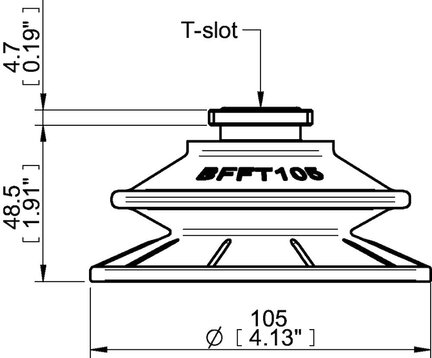 Przyssawka mieszkowa BFFT105P, PU60°/60°/30°, T-slot, filtr siatkowy, (BFFT105P.5V.T2MR) (0210579) - Piab