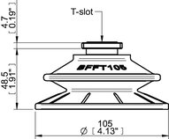 Przyssawka mieszkowa BFFT105P, PU60°/60°/30°, T-slot, filtr siatkowy, (BFFT105P.5V.T2MR) (0210579) - Piab