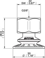 Przyssawka mieszkowa BFF30P, PU55°/60°, G3/8" wew., (BFF30P.4R.G71W) (0206908) - Piab