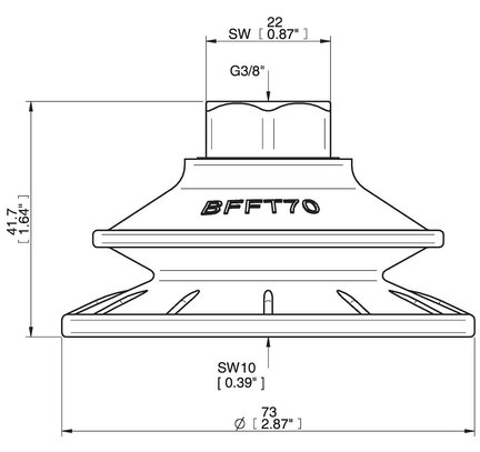 Przyssawka mieszkowa BFFT70P, (BFFT70P.5S.G68WC) (0206528) - Piab