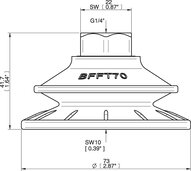 Przyssawka mieszkowa BFFT70P, PU60°/60°/30°, G1/4" wew., filtr siatkowy, (BFFT70P.5S.G75MR) (0206792) - Piab