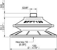 Przyssawka mieszkowa BFFT120P, PU60°/60°/30°, G3/8" zew., (BFFT120P.5V.G69MR) (0210582) - Piab