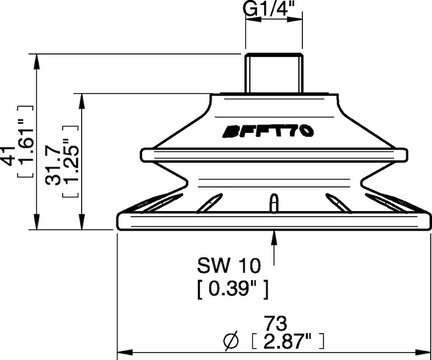 Przyssawka mieszkowa BFFT70P, PU60°/60°/30°, G1/4" zew., filtr siatkowy, (BFFT70P.5S.G79MR) (0207699) - Piab