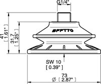 Przyssawka BFFT70P poliuteran 60/60/30 G 1/4 GZ z filtrem siatkowym - Piab