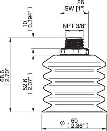 Przyssawka wielomieszkowa wykrywalna B-BL 60-2, Silikon SIL 40°, NPT 3/8" zew., bez filtra (S.BBL60-2DS40.NT38MDC.00) (0207117) - Piab