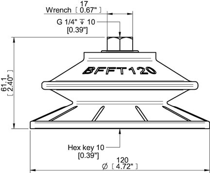 Przyssawka mieszkowa BFFT120P, PU60°/60°/30°, G1/4" wew., filtr siatkowy, (BFFT120P.5V.G75MR) (0210584) - Piab