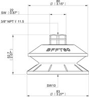 Przyssawka mieszkowa BFFT80, PU30°/60°, NPT 3/8" wew., filtr siatkowy (S.BFFT80P306060.NT38F.01) (0222778) - Piab