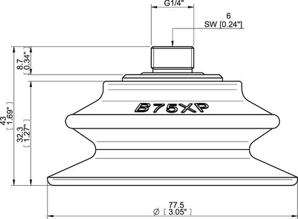 Przyssawka mieszkowa B75XP, PU30°/60°, G1/4" zew., (B75XP.5K.G59) (0205161) - Piab