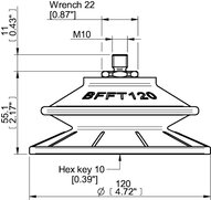Przyssawka mieszkowa BFFT120P, PU60°/60°/30°, M10x1,5 zew., filtr siatkowy, (BFFT120P.5V.M10MR) (0210586) - Piab