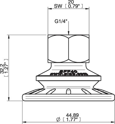 Przyssawka mieszkowa BFF40P, PU55°/60°, G1/4" wew., (BFF40P.4R.G75W) (0206940) - Piab
