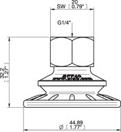 Przyssawka mieszkowa BFF40P, PU55°/60°, G1/4" wew., (BFF40P.4R.G75W) (0206940) - Piab