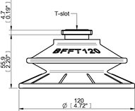 Przyssawka mieszkowa BFFT120P, PU60°/60°/30°, T-slot, filtr siatkowy, (BFFT120P.5V.T2MR) (0210587) - Piab