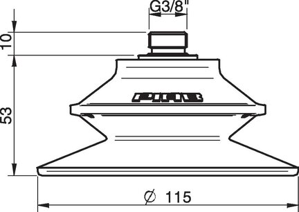 Przyssawka mieszkowa BF110P, PU60°, G3/8" zew., filtr siatkowy, (BF110P.5E.G40M) (0110287) - Piab