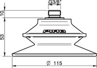Przyssawka mieszkowa BF110P, PU60°, G3/8" zew., filtr siatkowy, (BF110P.5E.G40M) (0110287) - Piab