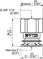 Przyssawka mieszkowa BFFT23P, PU60°/60°/30°, G3/8" wew., tworzywowy, (BFFT23P.5V.G85WC) (0210170) - Piab