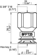 Przyssawka mieszkowa BFFT23P, PU60°/60°/30°, G3/8" wew., 17 mm, (BFFT23P.5V.G81W) (0210556) - Piab