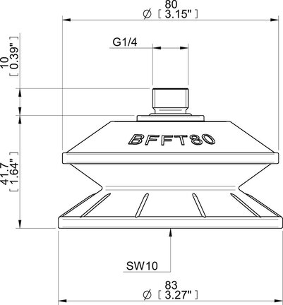 Przyssawka mieszkowa BFFT80, PU30°/60°, G1/4" zew., filtr siatkowy (S.BFFT80P306060.G14M.01) (0222784) - Piab