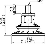 Przyssawka mieszkowa BFF60P, PU55°/60°, M10x1.5 zew., (BFF60P.4R.M10M) (0121428) - Piab