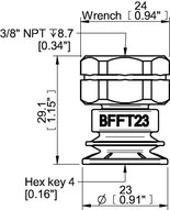 Przyssawka mieszkowa BFFT23P, PU60°/60°/30°, 3/8" NPT wew., (BFFT23P.5V.N50W) (0210558) - Piab