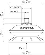 Przyssawka mieszkowa BFFT80, PU30°/60°, M10 zew., filtr siatkowy (S.BFFT80P306060.MM10M.01) (0222786) - Piab