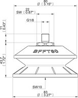 Przyssawka mieszkowa BFFT80, PU30°/60°, G1/8" zew., filtr siatkowy (S.BFFT80P306060.G18M.01) (0230286) - Piab