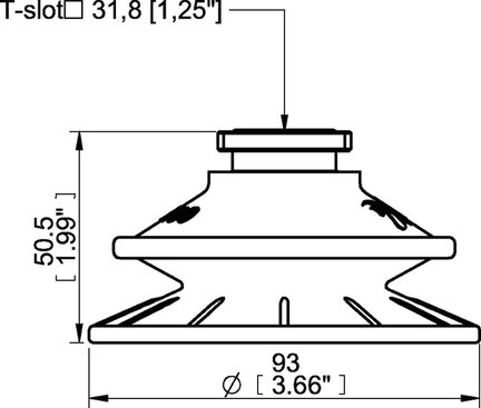 Przyssawka mieszkowa BFFT90P, PU60°/60°/30°, T-slot, filtr siatkowy, (BFFT90P.5S.T2W) (0206534) - Piab