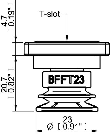 Przyssawka mieszkowa BFFT23P, PU60°/60°/30°, T-slot, (BFFT23P.5V.T3W) (0210562) - Piab