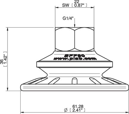 Przyssawka mieszkowa BFF60P, PU55°/60°, G1/4" wew., (BFF60P.4R.G75W) (0206941) - Piab