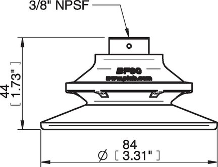 Przyssawka mieszkowa BF80P, PU60°, 3/8" NPSF wew., (BF80P.4E.08UB) (0103309) - Piab