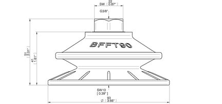 Przyssawka mieszkowa BFFT90P, PU60°/60°/30°, G3/8" wew. plastikowe, (BFFT90P.5S.G68WC) (0206533) - Piab